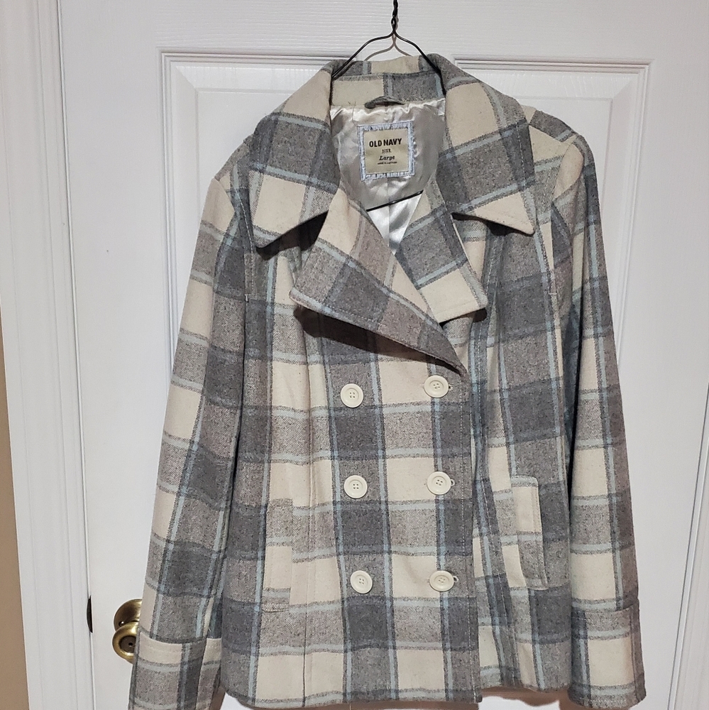 Old Navy Plaid Pea Coat